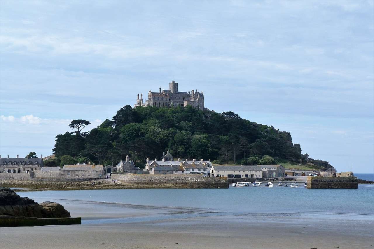 tourism, sea, beach, St. Michael's Mount Cornwall United Kingdom